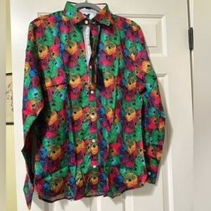 TR Premium Men’s Geometric Button Up Dressy Casual Shirt Spring Summer Size XXL